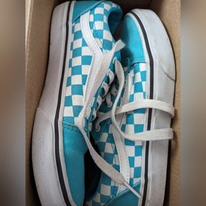 VANS Light Blue Checkerboard Lace-up Shoes - Size 3 Y